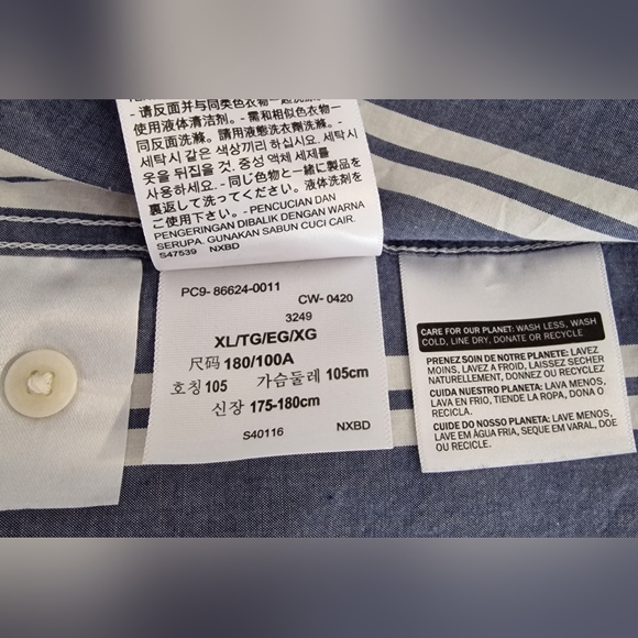 Levi's Blue & White Striped Short Sleeve Collared Shirt Size XL - Picture 10 of 11